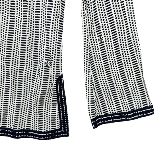 TORY BURCH Tunic Top Geometric Side Slits Long Sleeve Blue Cream - Picture 4 of 7